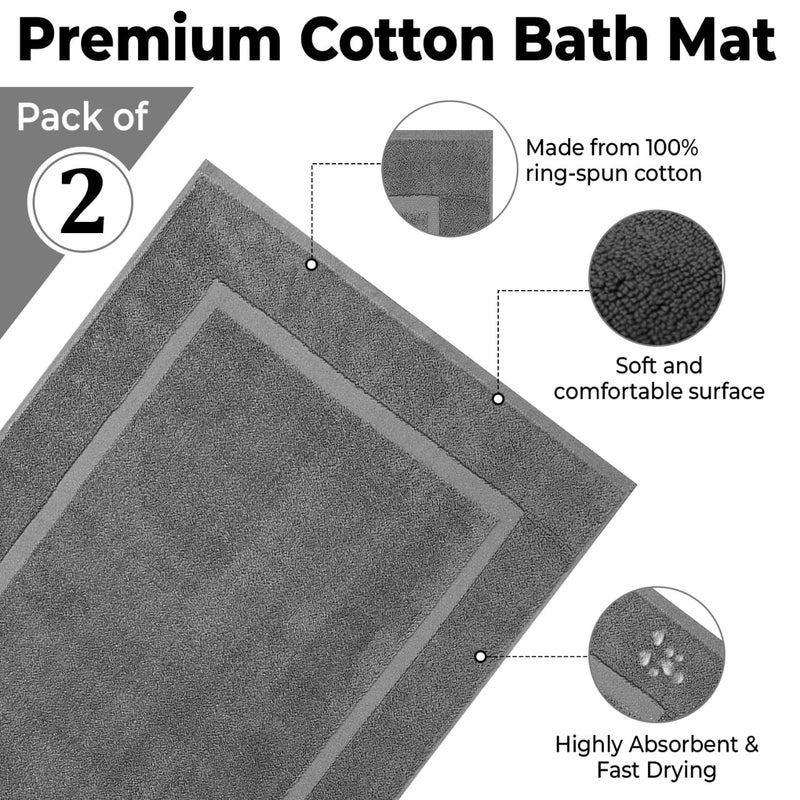 KAHAF COLLECTION Bath Mat Floor Towel Set - Absorbent Cotton Hotel Spa Shower/Bathtub Mats [Not a Bathroom Rug] 22"x34" Pack of 2 - Image 5